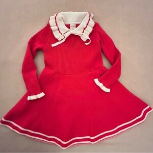 Red and White Long Sleeve Dress